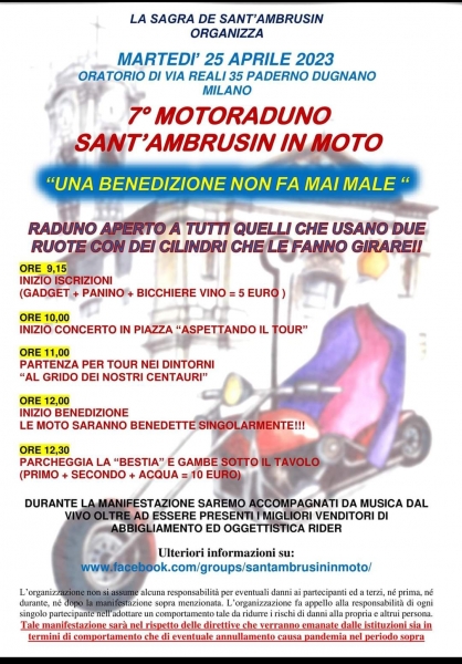25 aprile 2023 Motoraduno Sant Ambrusin Cassina Amata