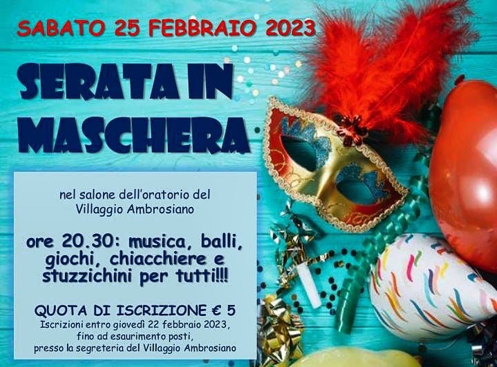 Volantino Serata Carnevale 2023 Villaggio Ambrosiano