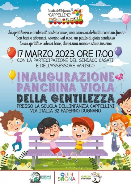 17 marzo 2023 Inaugurazione Panchina Viola della Gentilezza