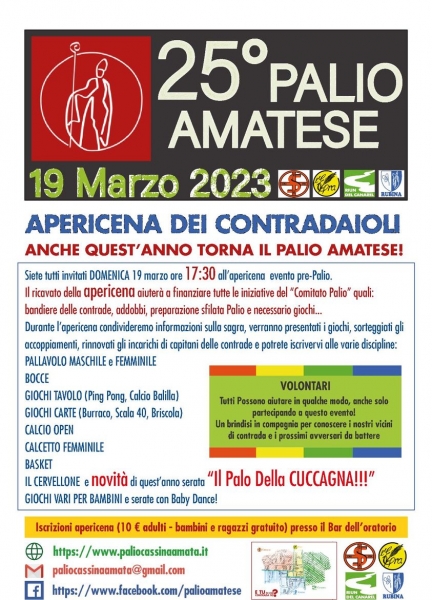 19 Marzo Apericena Contradaioli per 25 Palio Amatese 19 Marzo Apericena Contradaioli per 25 Palio Amatese