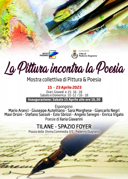 15 e 23 Aprile 2023 - Tilane - La Pittura incontra la Poesia 15 e 23 Aprile 2023 - Tilane - La Pittura incontra la Poesia
