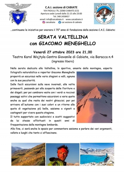 Serata Valtellina con Giacomo Meneghello