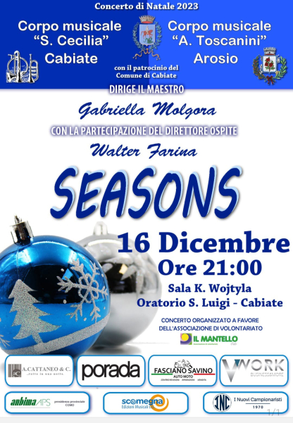 16 Dicembre -Corpo Musicale Santa Cecilia - Concerto Seasons